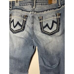 YMI Embroidered Jeans Womens 14W Blue Skinny Stretch Denim Mid Rise